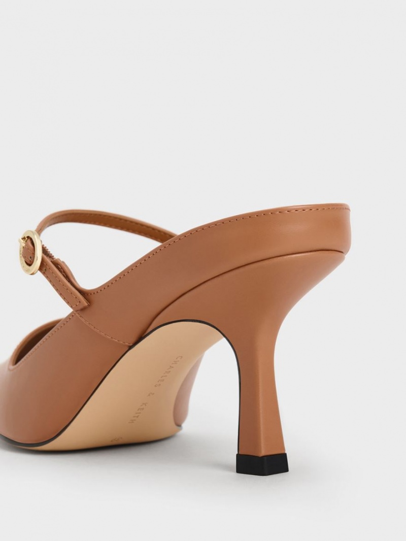 Charles And Keith Mary Jane Heeled Mules Brown | PHILIPPINES P402