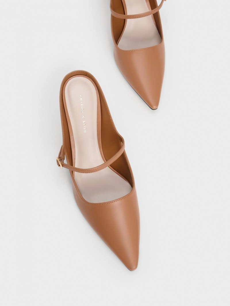 Charles And Keith Mary Jane Heeled Mules Brown | PHILIPPINES P402