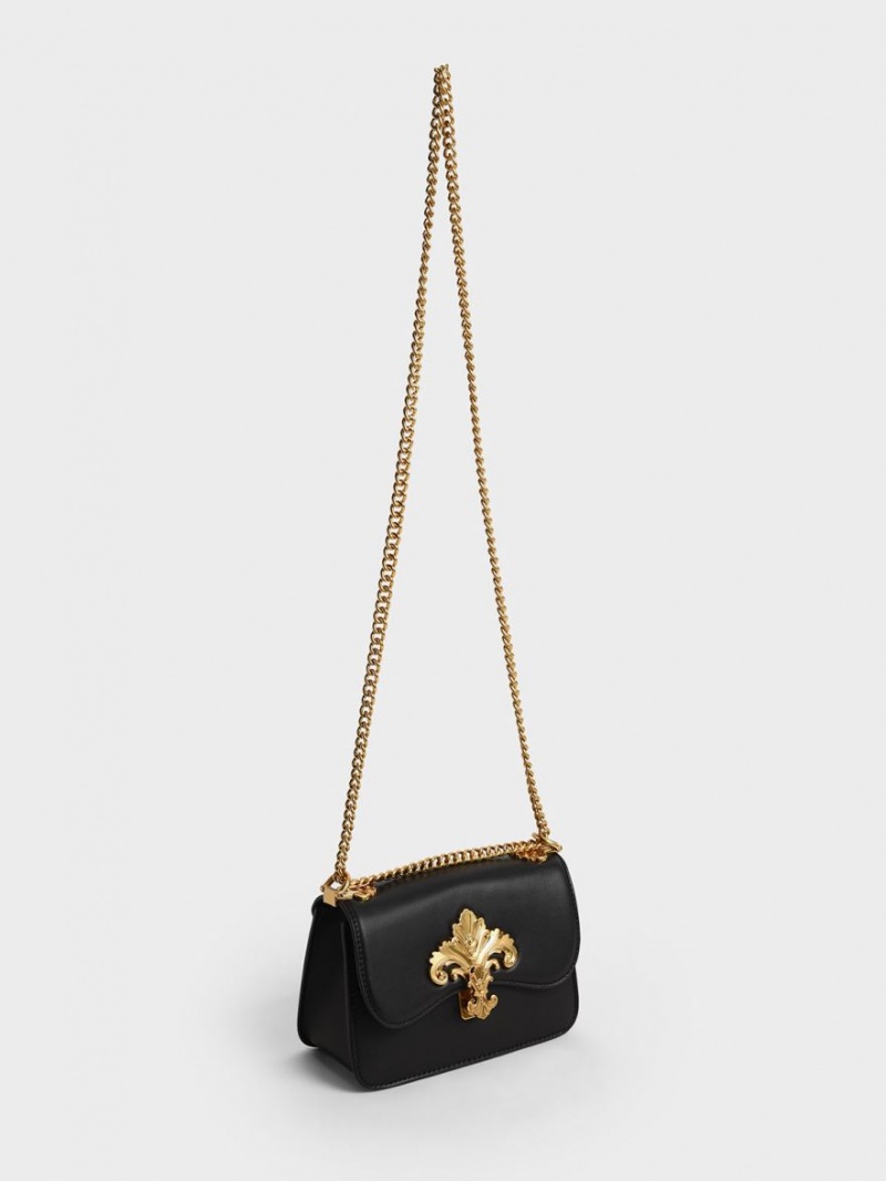 Charles And Keith Meriah Chain Strap Crossbody Bags Black | PHILIPPINES F054