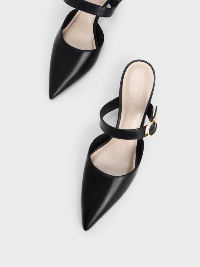 Charles And Keith Metallic Accent Pointed-Toe Pumps Black | PHILIPPINES Q039