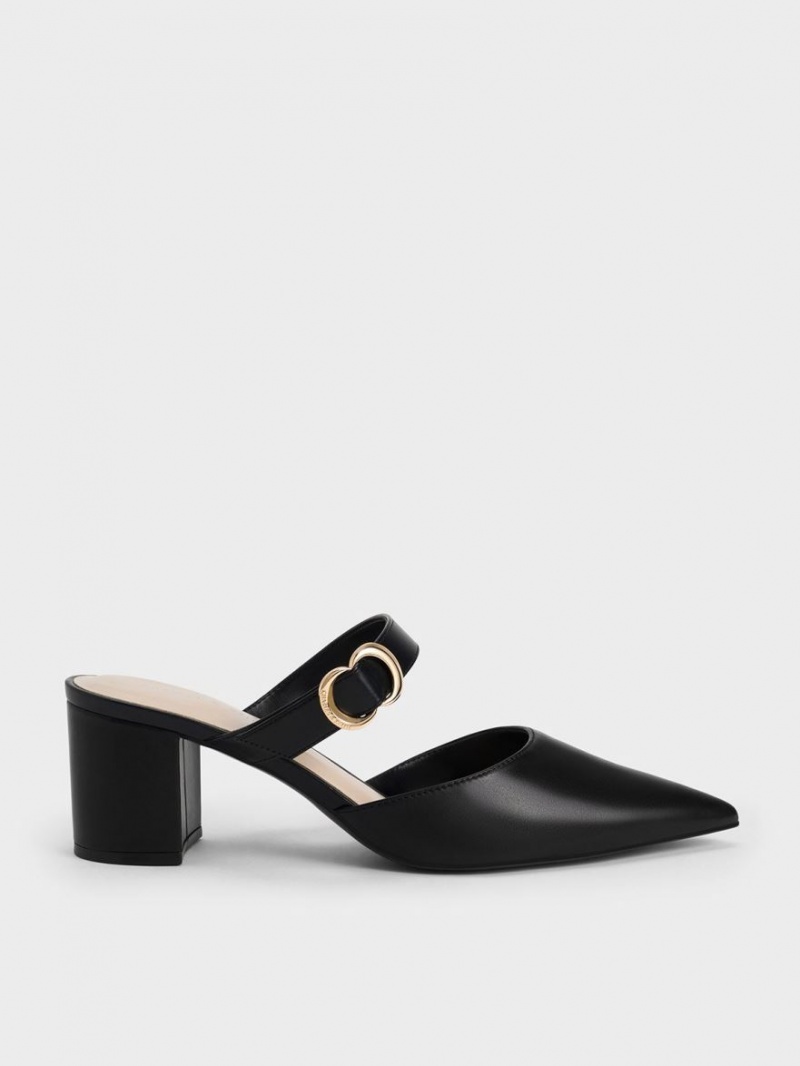 Charles And Keith Metallic Accent Pointed-Toe Pumps Black | PHILIPPINES Q039