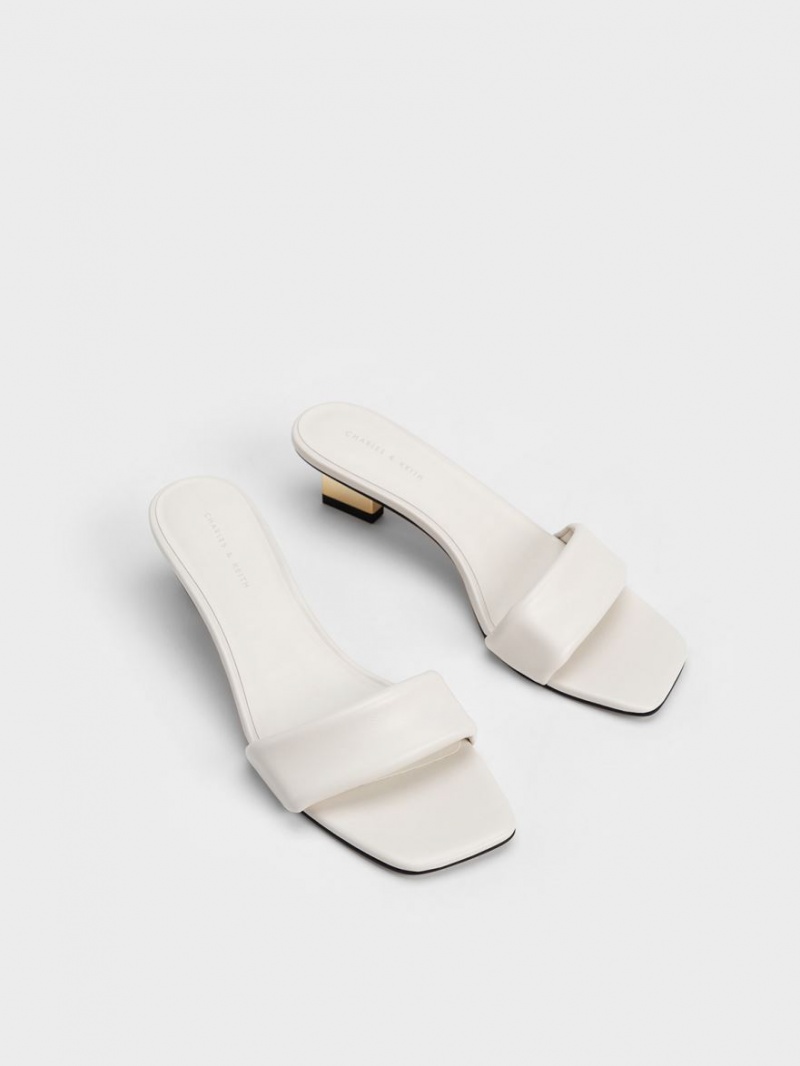 Charles And Keith Metallic Blade Heels Sandals White | PHILIPPINES Q824