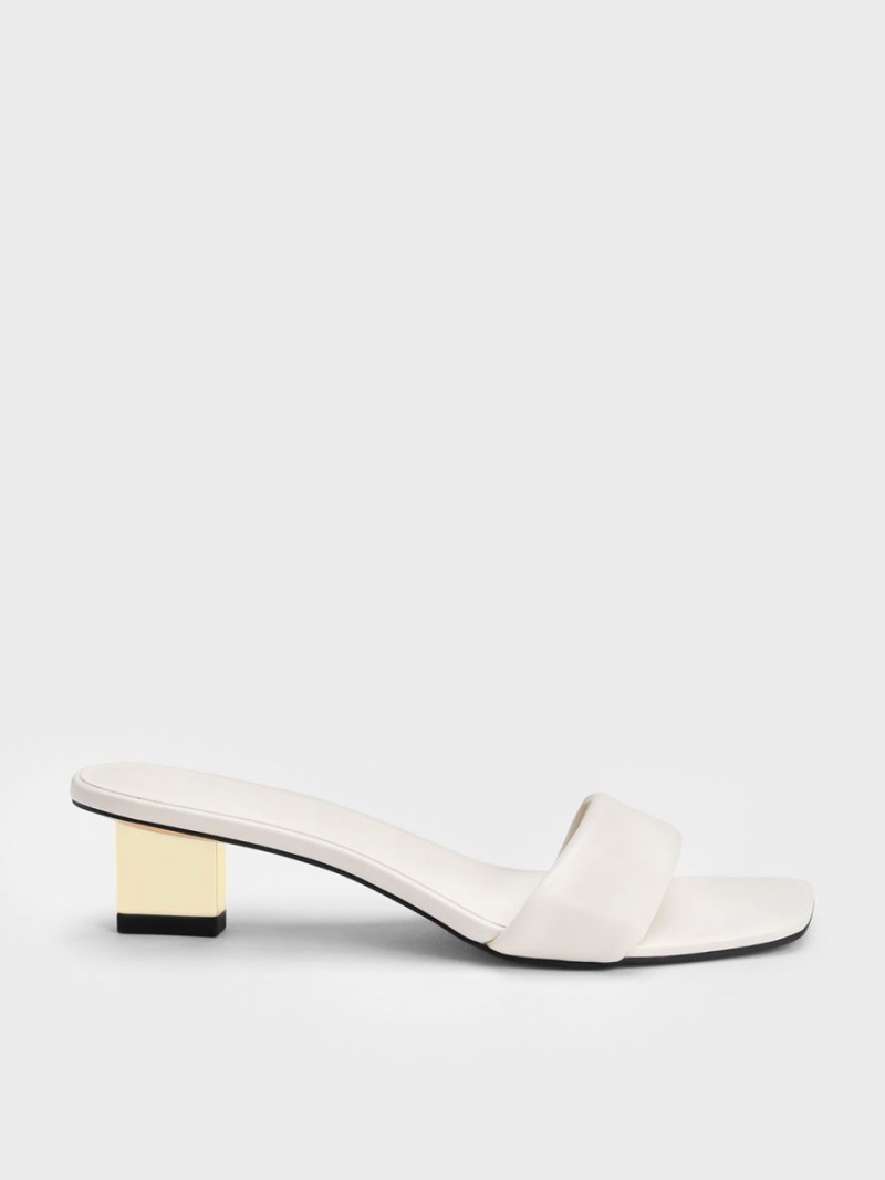 Charles And Keith Metallic Blade Heels Sandals White | PHILIPPINES Q824