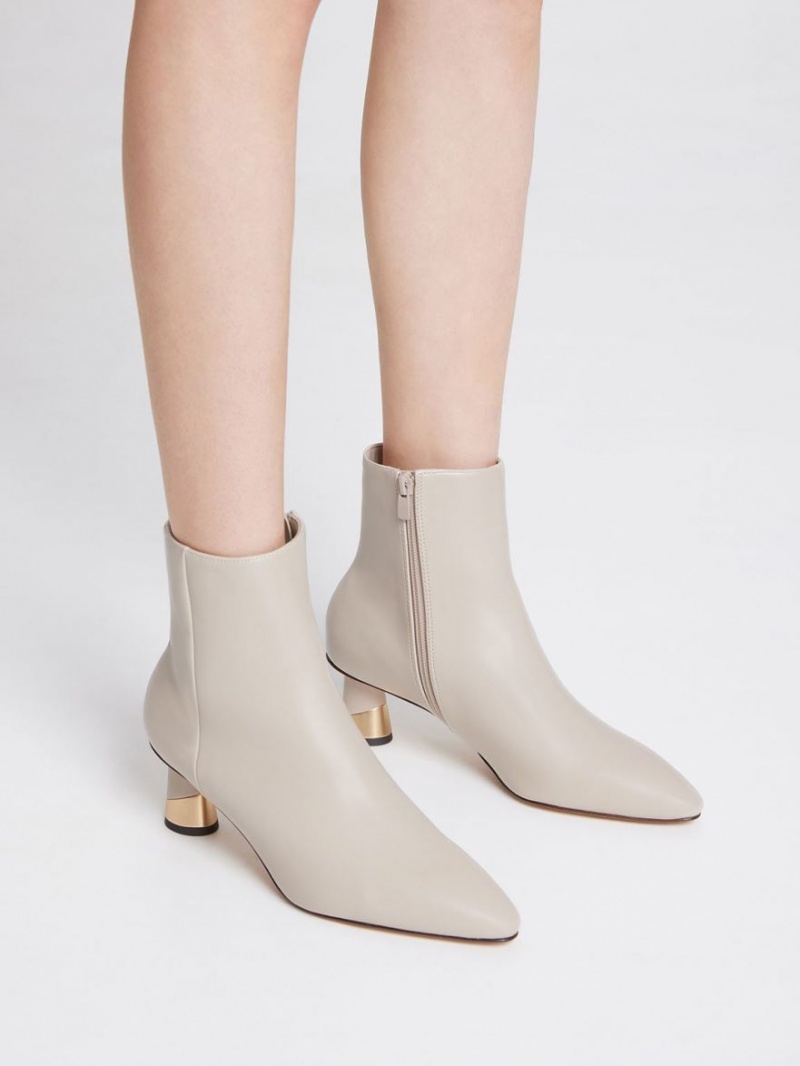 Charles And Keith Metallic Heel Ankle Boots Grey | PHILIPPINES J072