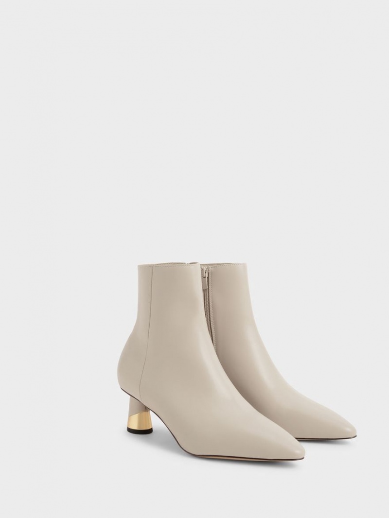 Charles And Keith Metallic Heel Ankle Boots Grey | PHILIPPINES J072