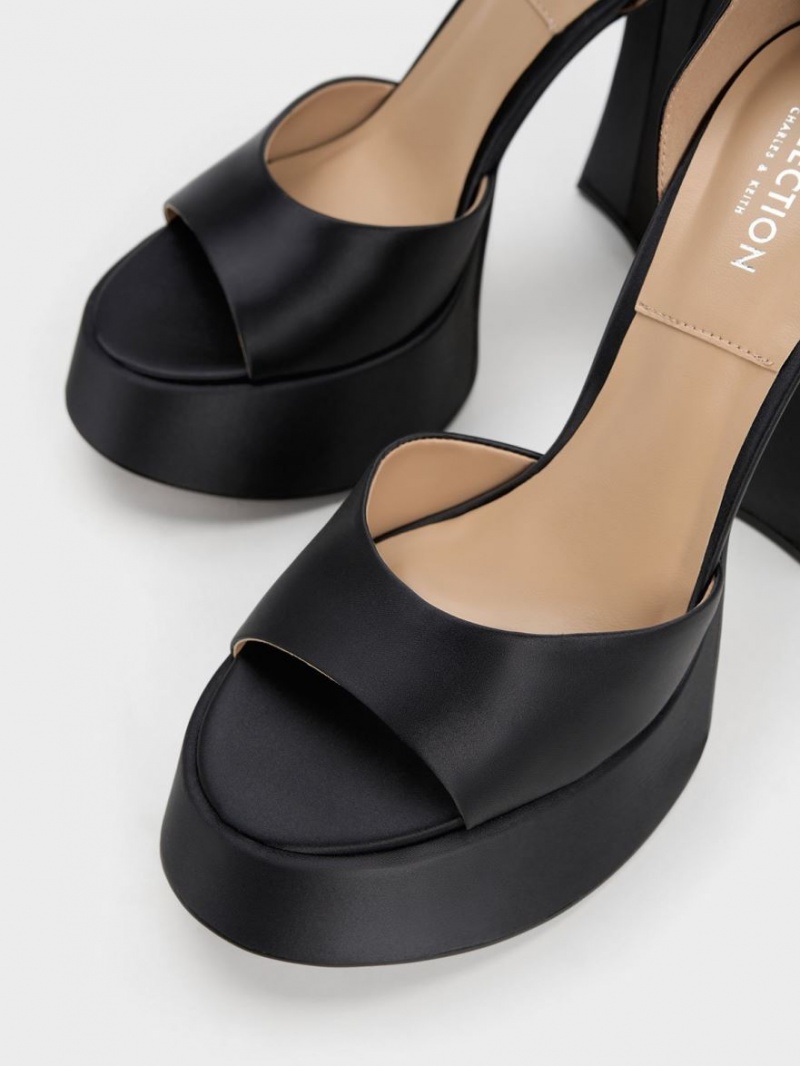 Charles And Keith Michelle Recycled Polyester Platform Sandals Black | PHILIPPINES L437