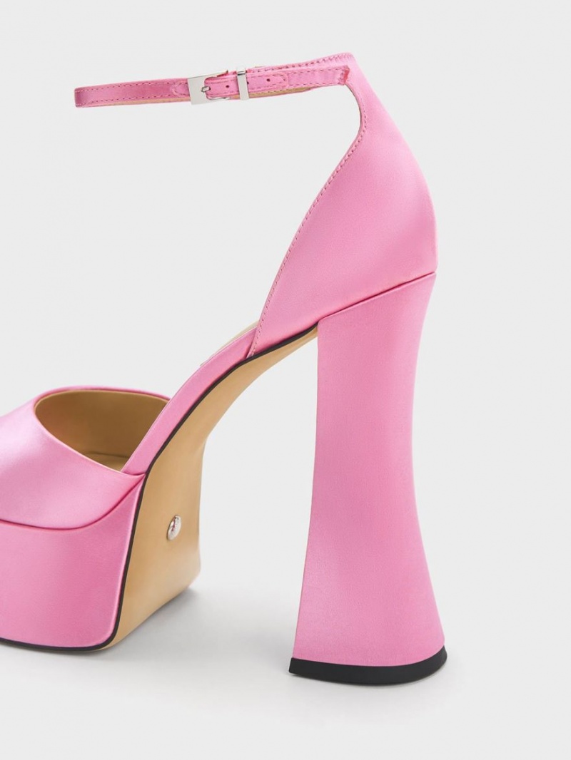 Charles And Keith Michelle Recycled Polyester Platform Sandals Pink | PHILIPPINES X014