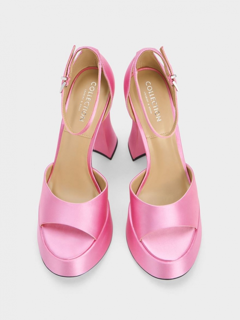 Charles And Keith Michelle Recycled Polyester Platform Sandals Pink | PHILIPPINES X014