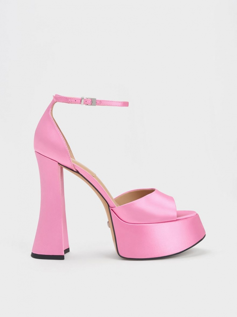 Charles And Keith Michelle Recycled Polyester Platform Sandals Pink | PHILIPPINES X014