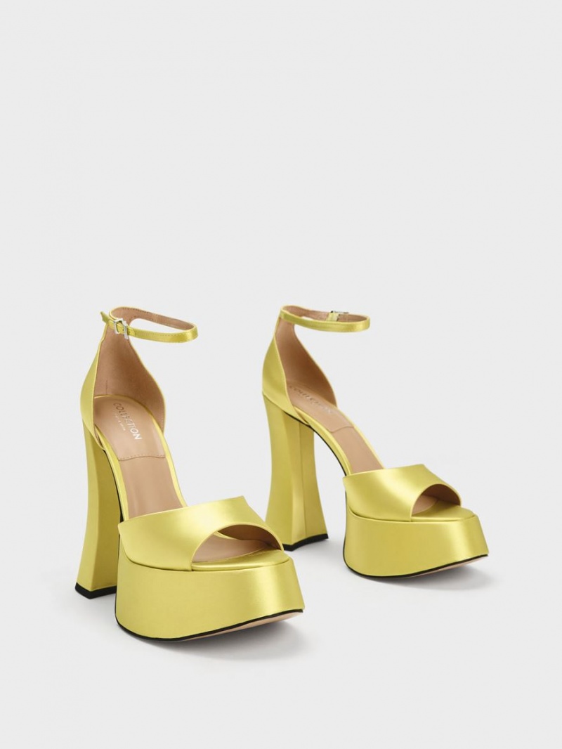 Charles And Keith Michelle Recycled Polyester Platform Sandals Light Green | PHILIPPINES D792