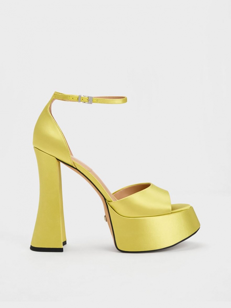 Charles And Keith Michelle Recycled Polyester Platform Sandals Light Green | PHILIPPINES D792