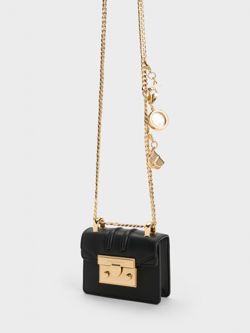 Charles And Keith Micro Charm-Embellished Clutch Bag Black | PHILIPPINES G287