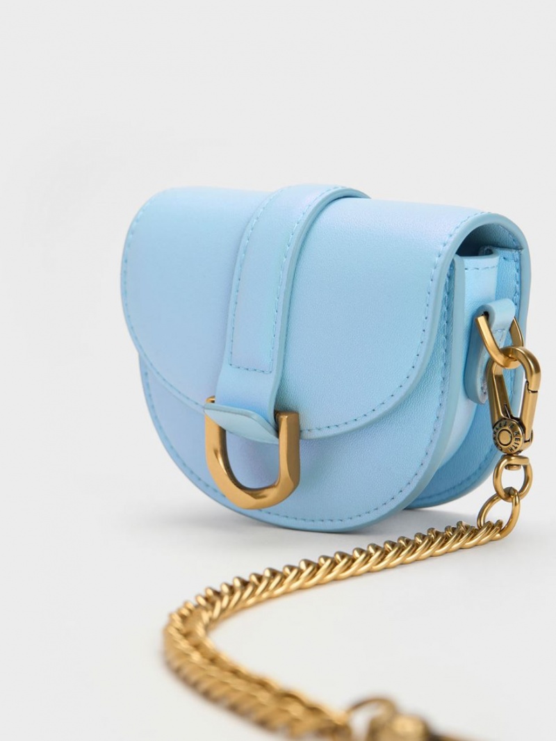 Charles And Keith Micro Gabine Saddle Bags Light Blue | PHILIPPINES F145