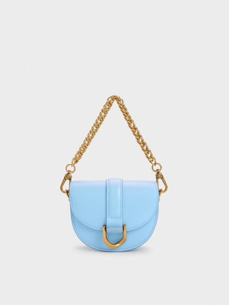 Charles And Keith Micro Gabine Saddle Bags Light Blue | PHILIPPINES F145