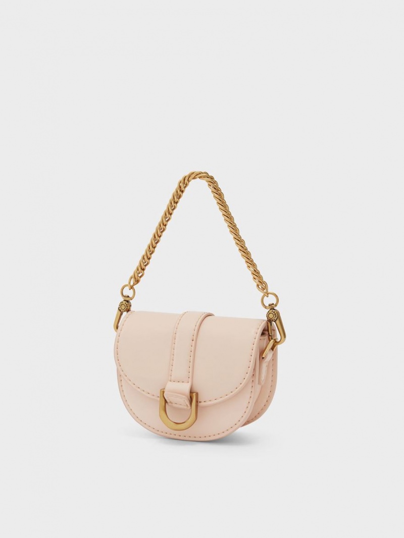 Charles And Keith Micro Gabine Saddle Bags Light Pink | PHILIPPINES S634