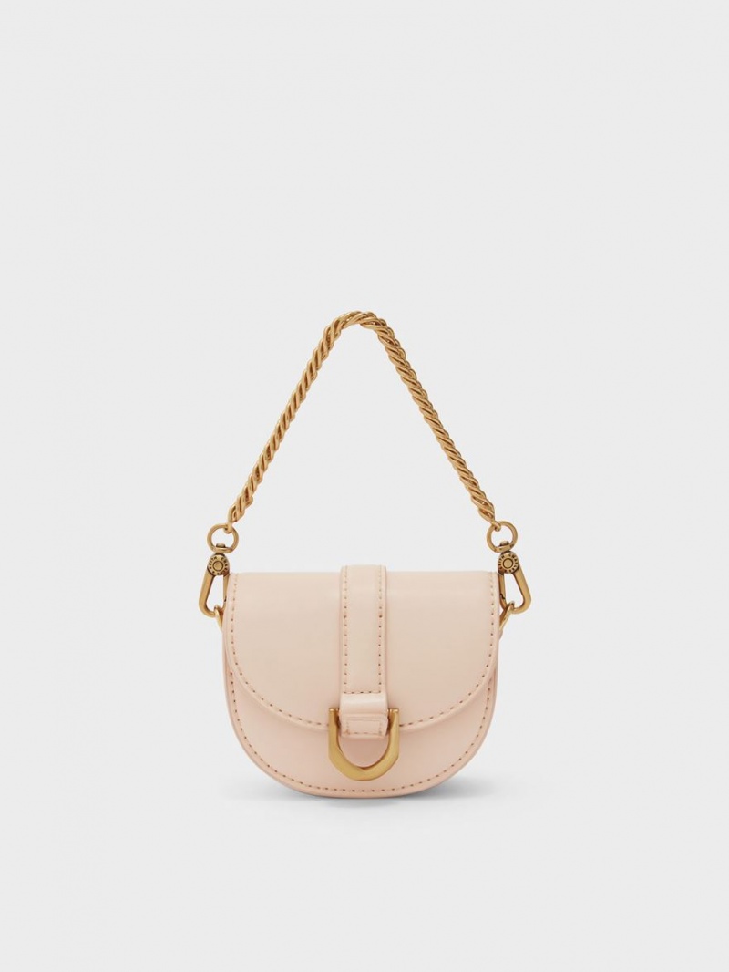 Charles And Keith Micro Gabine Saddle Bags Light Pink | PHILIPPINES S634