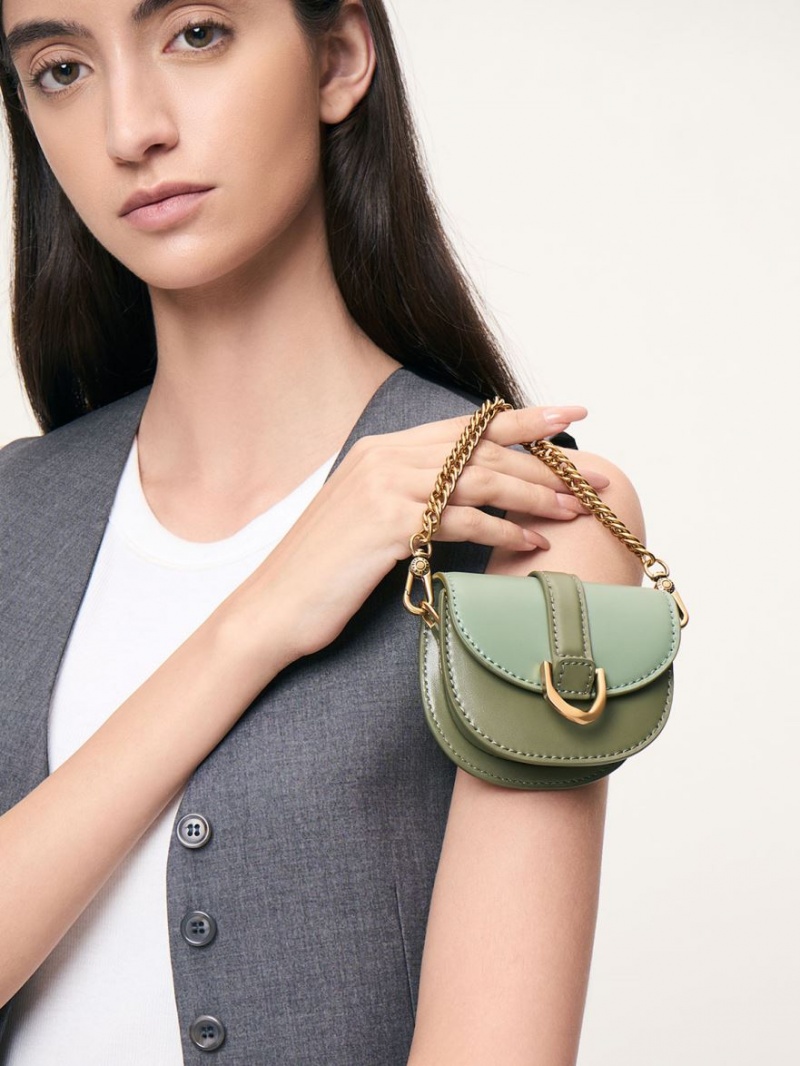 Charles And Keith Micro Gabine Two-Tone​ Saddle Bags Olive | PHILIPPINES N809