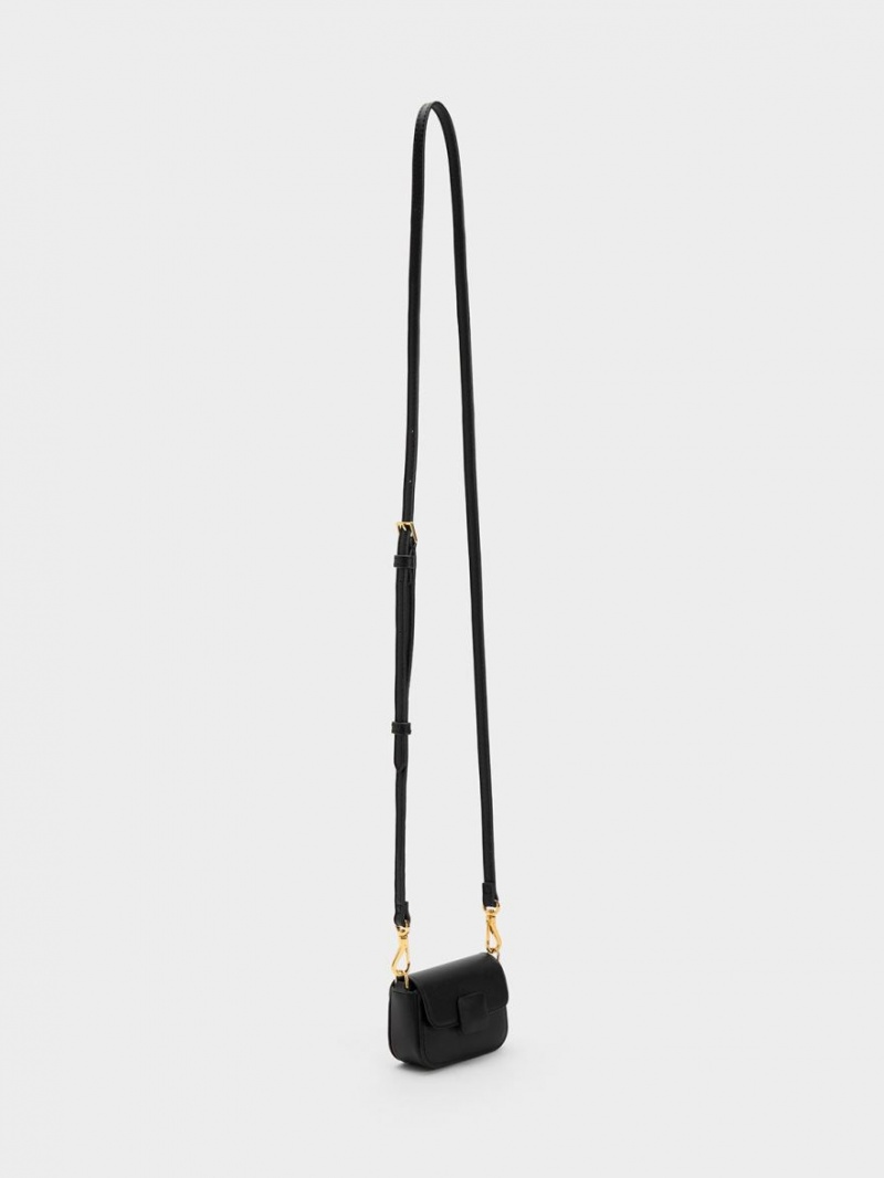 Charles And Keith Micro Koa Square Push-Lock Mini Bag Black | PHILIPPINES B104