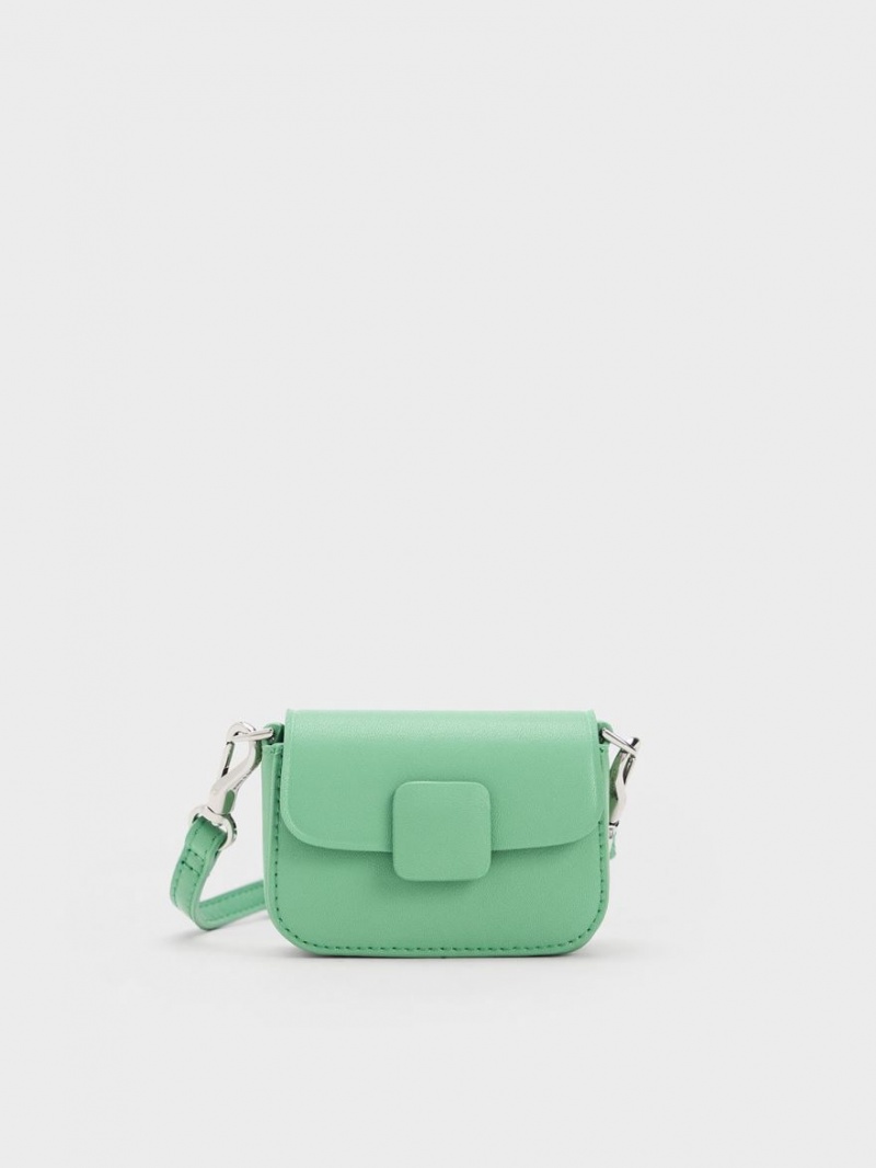 Charles And Keith Micro Koa Square Push-Lock Mini Bag Green | PHILIPPINES O478