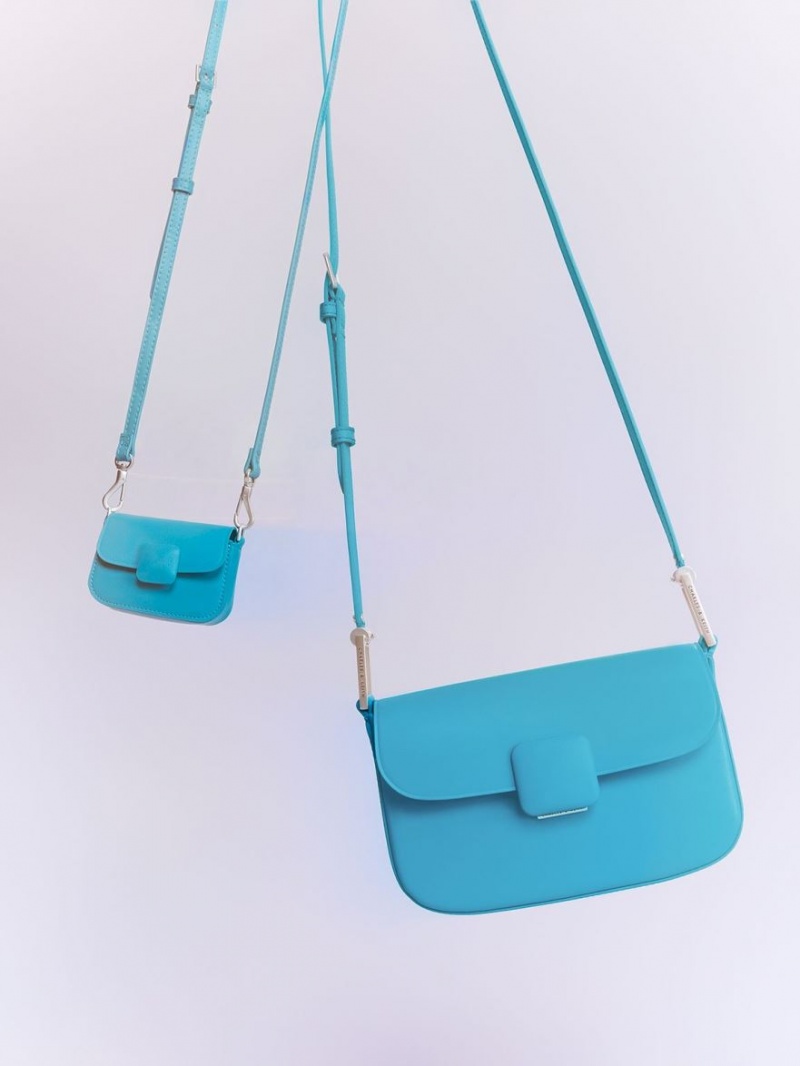 Charles And Keith Micro Koa Square Push-Lock Mini Bag Blue | PHILIPPINES B425