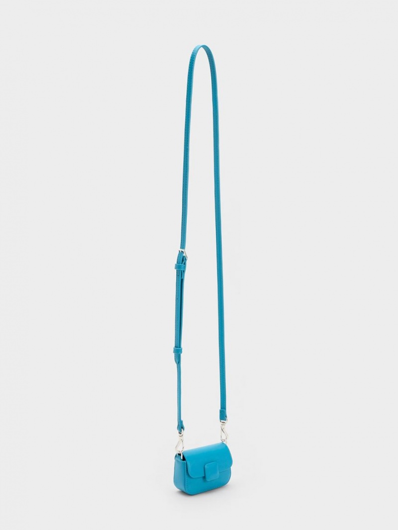 Charles And Keith Micro Koa Square Push-Lock Mini Bag Blue | PHILIPPINES B425