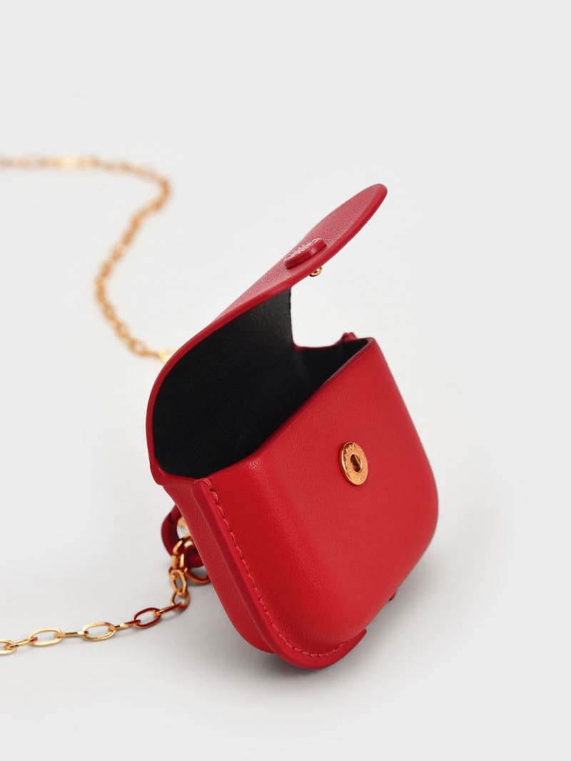 Charles And Keith Mini AirPods Pouches Red | PHILIPPINES U053