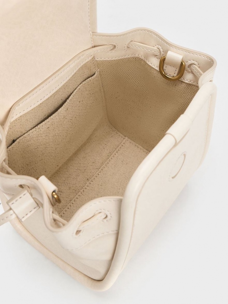 Charles And Keith Mini Ashby Top Handbag Cream | PHILIPPINES B635