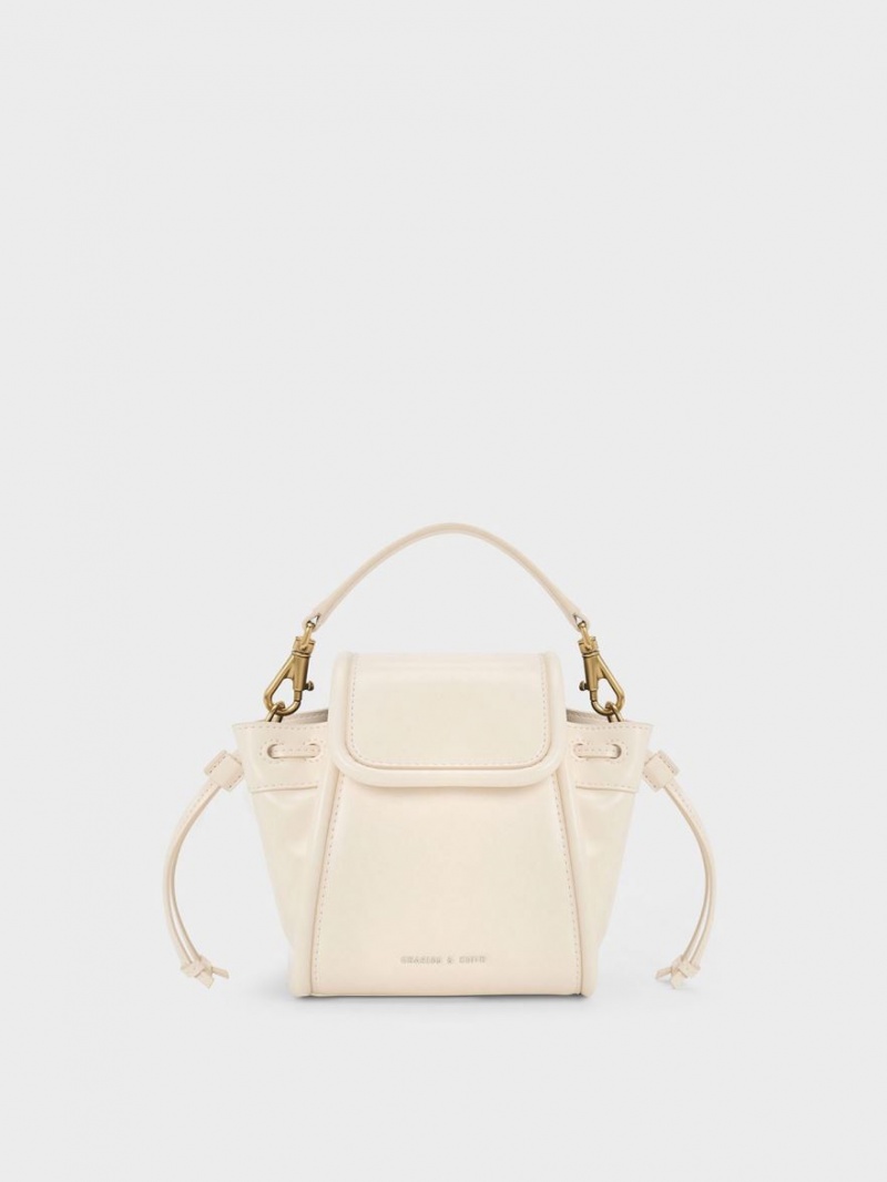 Charles And Keith Mini Ashby Top Handbag Cream | PHILIPPINES B635