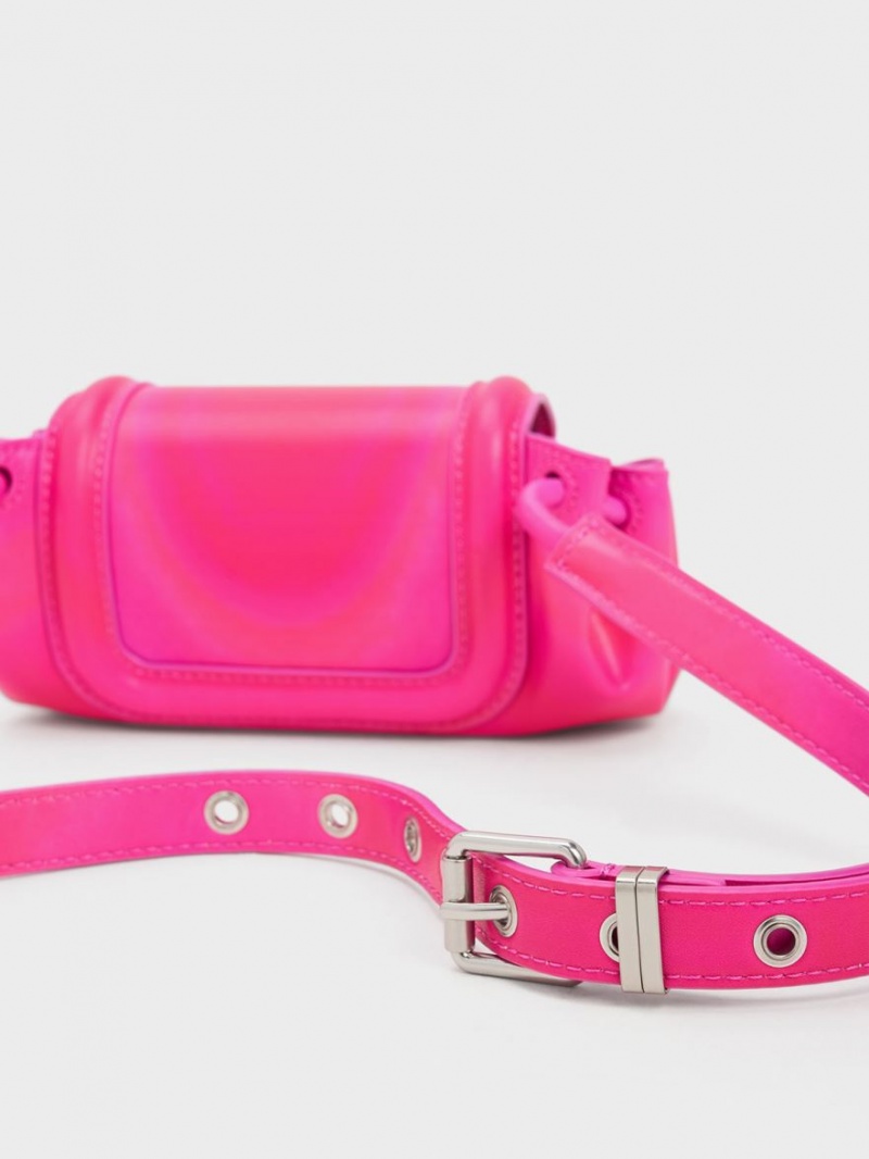 Charles And Keith Mini Blossom Curved Flap Crossbody Bags Pink | PHILIPPINES H495