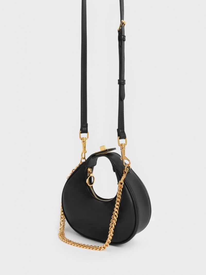 Charles And Keith Mini Crescent Hobo Bag Black | PHILIPPINES O935