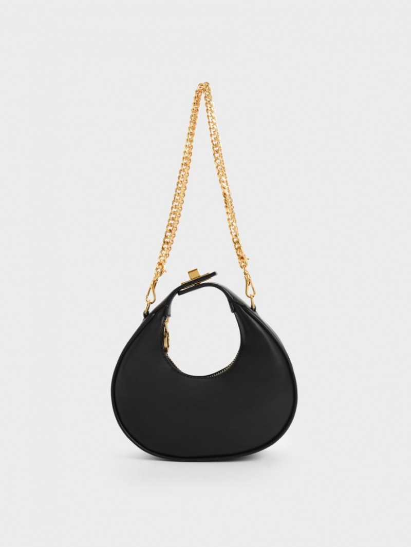 Charles And Keith Mini Crescent Hobo Bag Black | PHILIPPINES O935