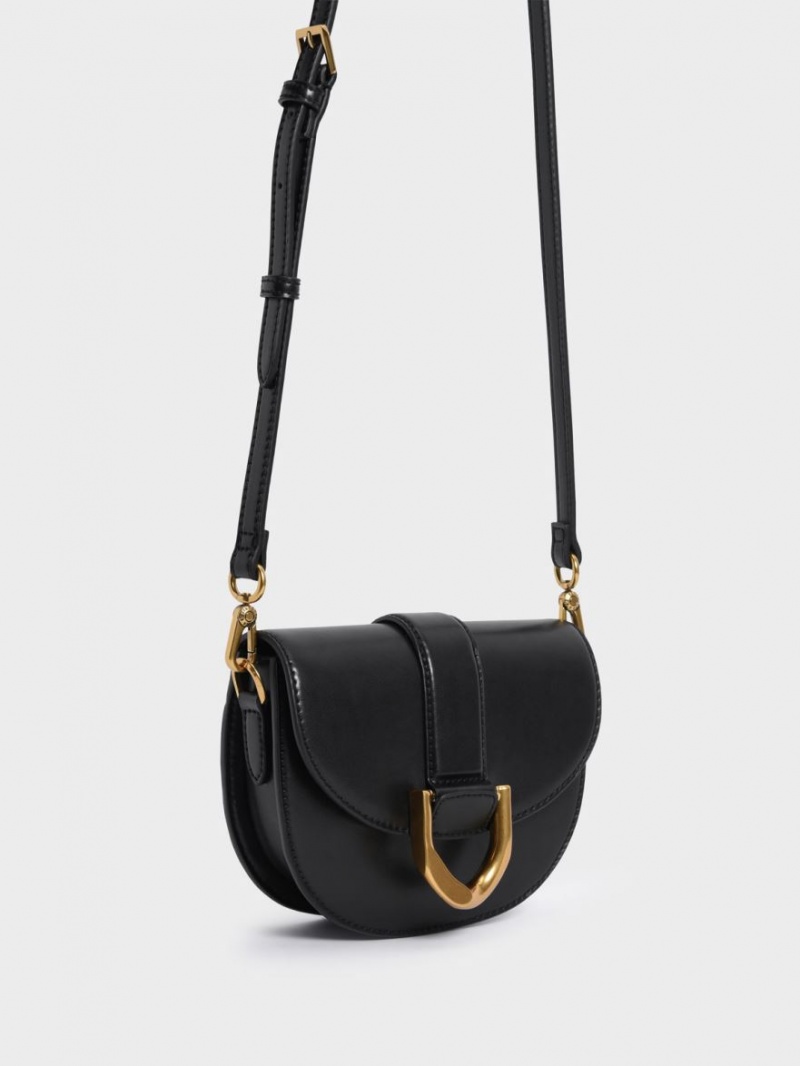 Charles And Keith Mini Gabine Saddle Bags Black | PHILIPPINES K694