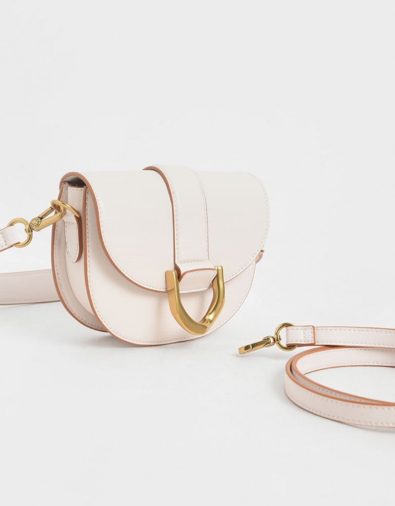 Charles And Keith Mini Gabine Saddle Bags Pink | PHILIPPINES C702