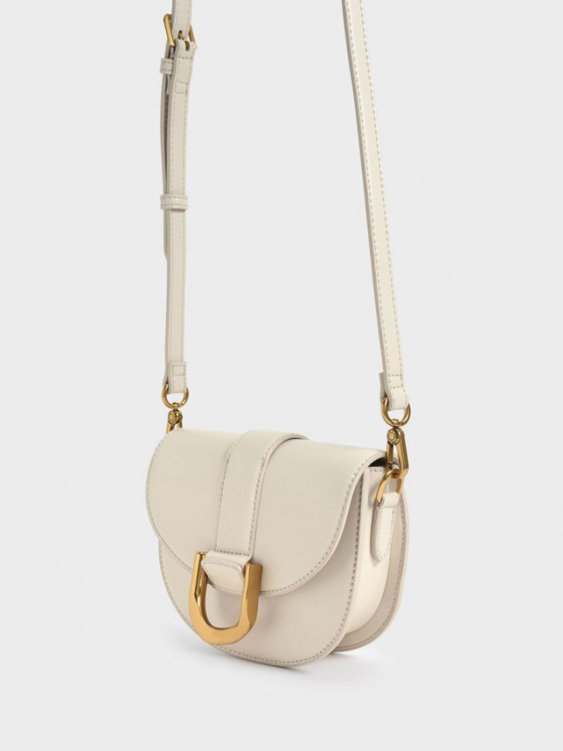 Charles And Keith Mini Gabine Saddle Bags Cream | PHILIPPINES S820