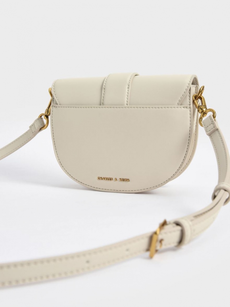 Charles And Keith Mini Gabine Saddle Bags Cream | PHILIPPINES S820