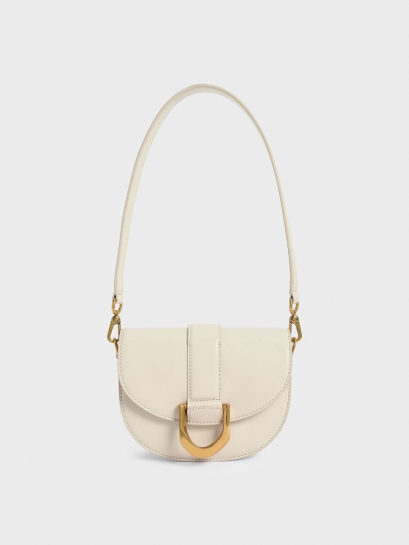 Charles And Keith Mini Gabine Saddle Bags Cream | PHILIPPINES S820