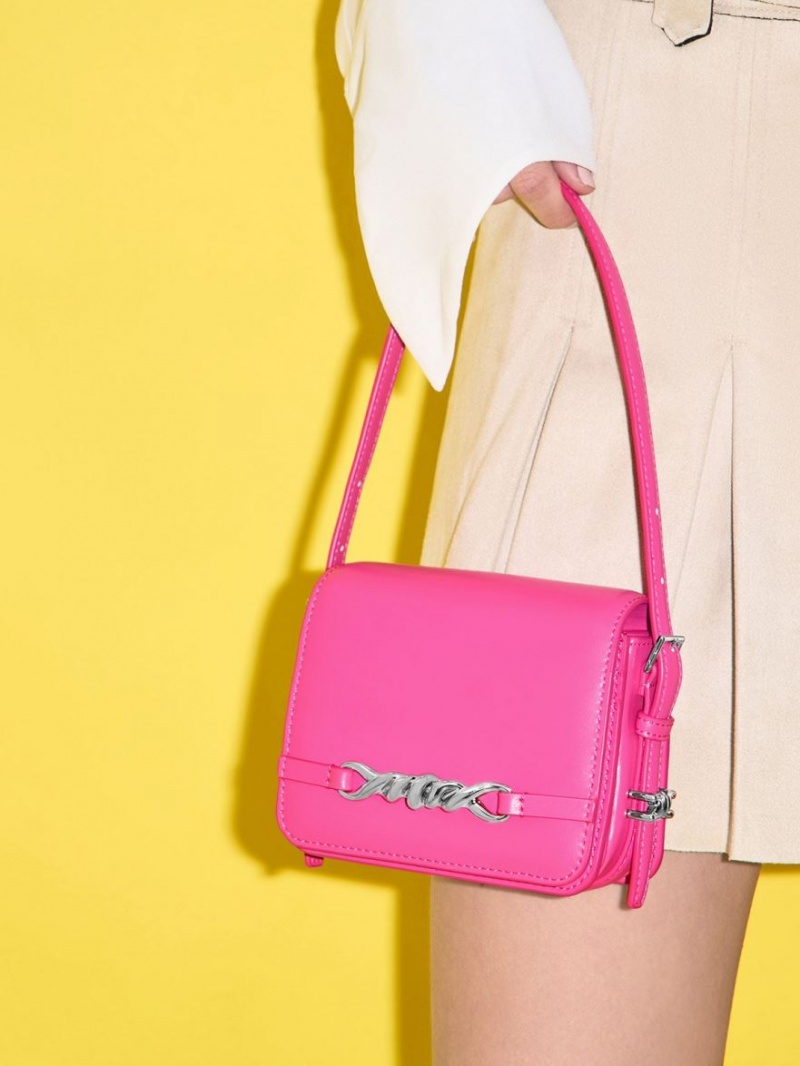 Charles And Keith Mini Henrietta Shoulder Bags Fuchsia | PHILIPPINES S964