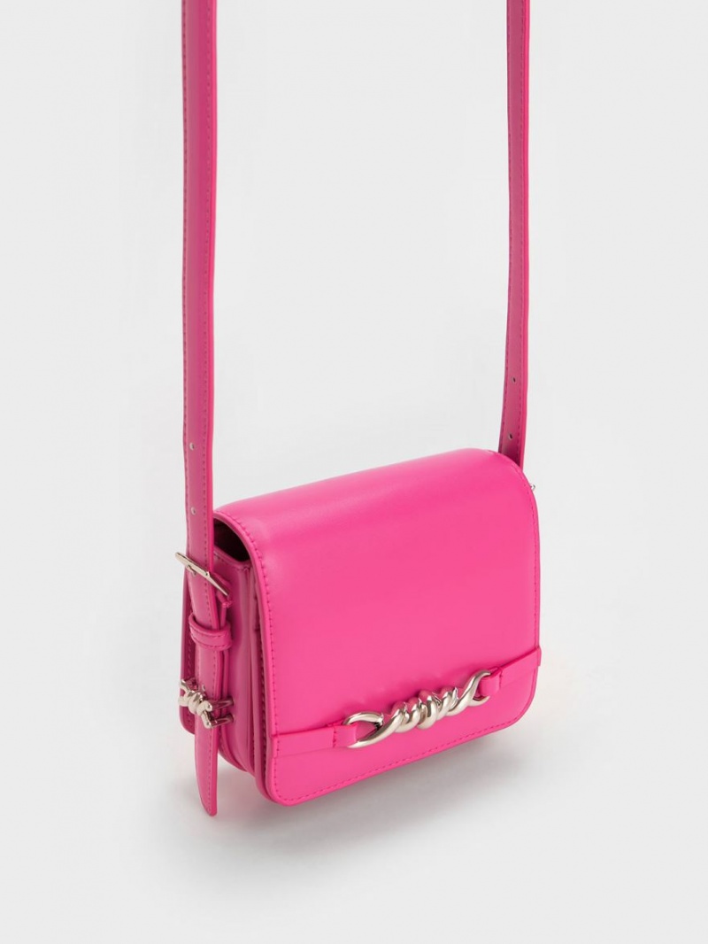 Charles And Keith Mini Henrietta Shoulder Bags Fuchsia | PHILIPPINES S964