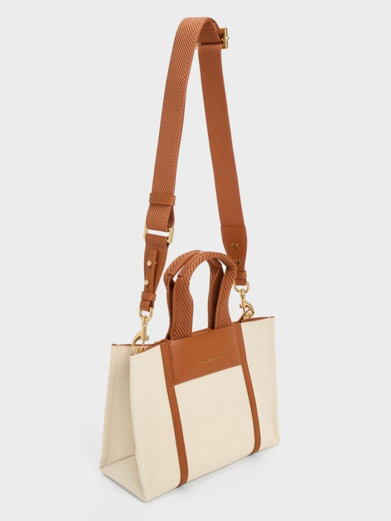 Charles And Keith Mini Shalia Canvas Tote Bags Brown | PHILIPPINES Y983