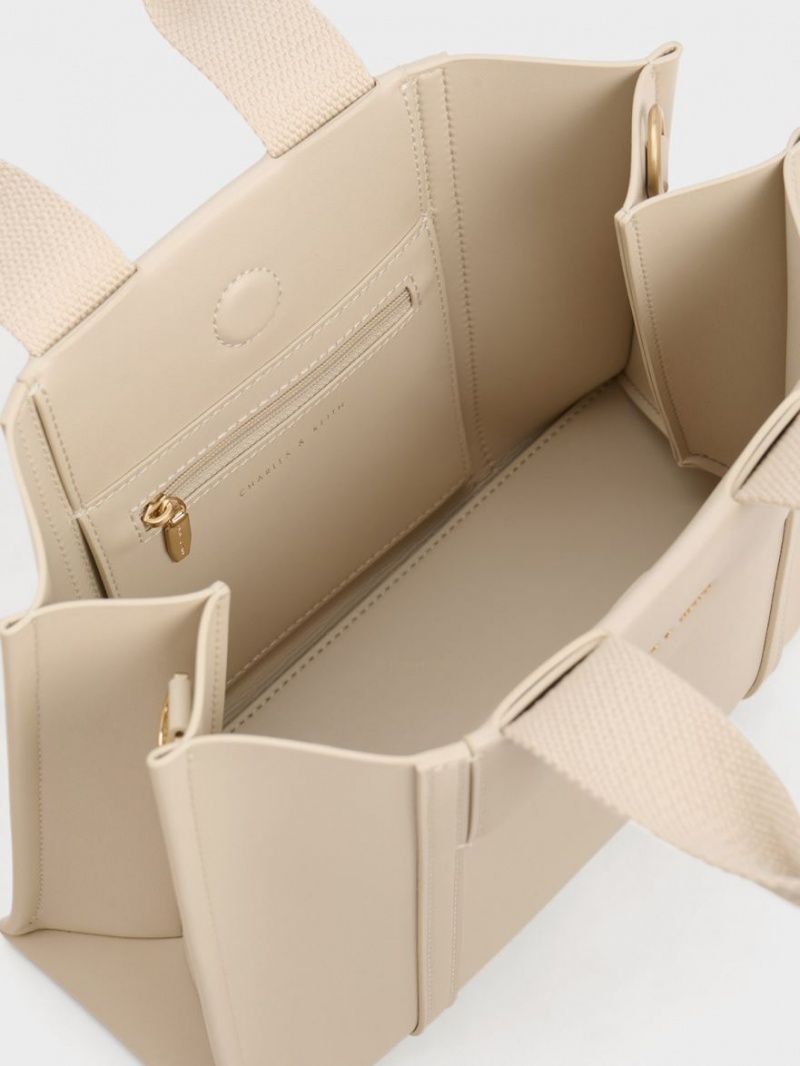 Charles And Keith Mini Shalia Tote Bags Beige | PHILIPPINES C986