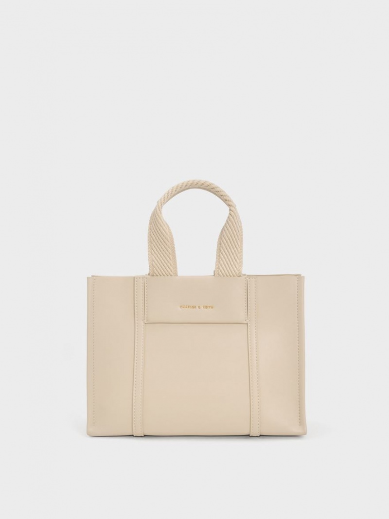 Charles And Keith Mini Shalia Tote Bags Beige | PHILIPPINES C986