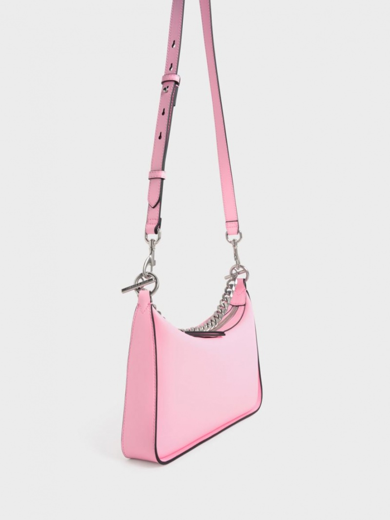 Charles And Keith Minta Chain-Link Hobo Bag Pink | PHILIPPINES B534