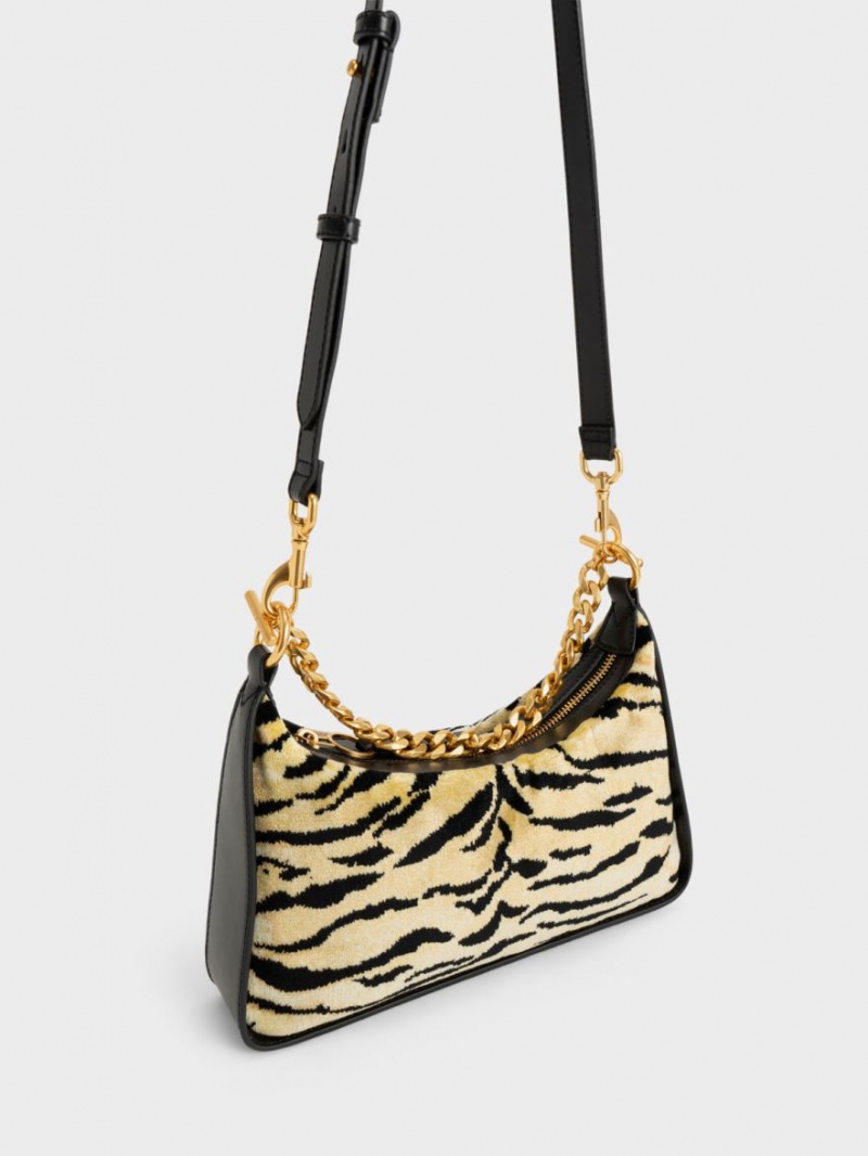 Charles And Keith Minta Tiger Print Chain-Link Hobo Bag Multicolor | PHILIPPINES M962