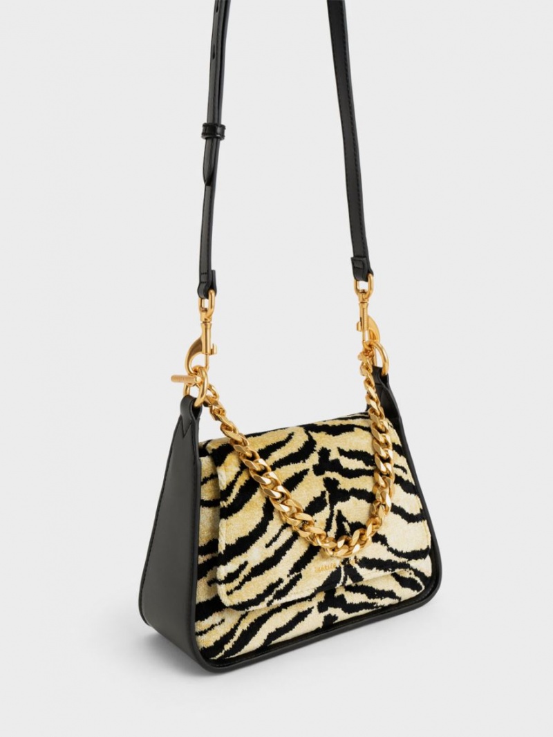 Charles And Keith Minta Tiger Print Trapeze Crossbody Bags Multicolor | PHILIPPINES W718