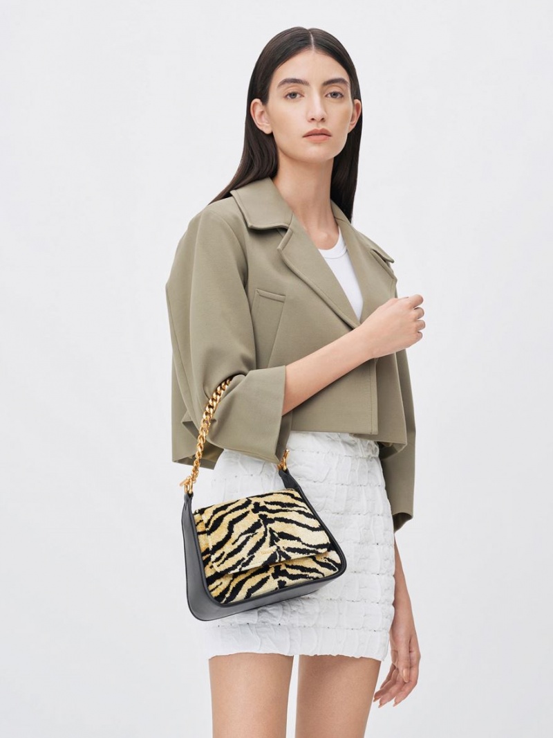 Charles And Keith Minta Tiger Print Trapeze Crossbody Bags Multicolor | PHILIPPINES W718