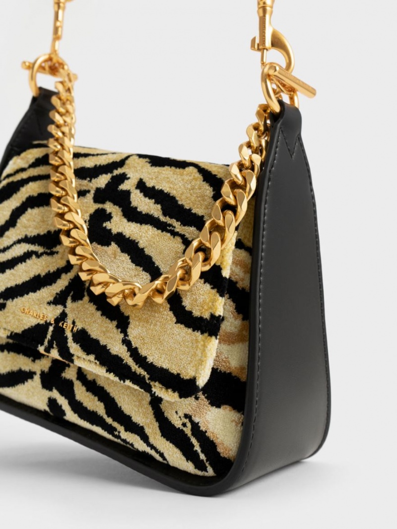 Charles And Keith Minta Tiger Print Trapeze Crossbody Bags Multicolor | PHILIPPINES W718