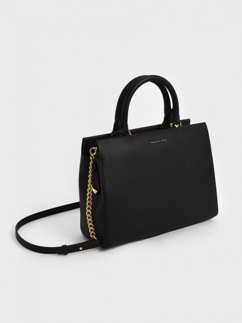 Charles And Keith Mirabelle Structured Handbag Black | PHILIPPINES S563