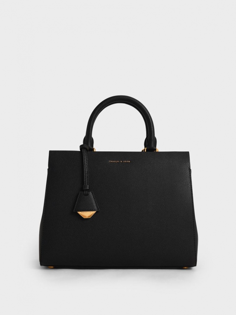 Charles And Keith Mirabelle Structured Handbag Black | PHILIPPINES S563