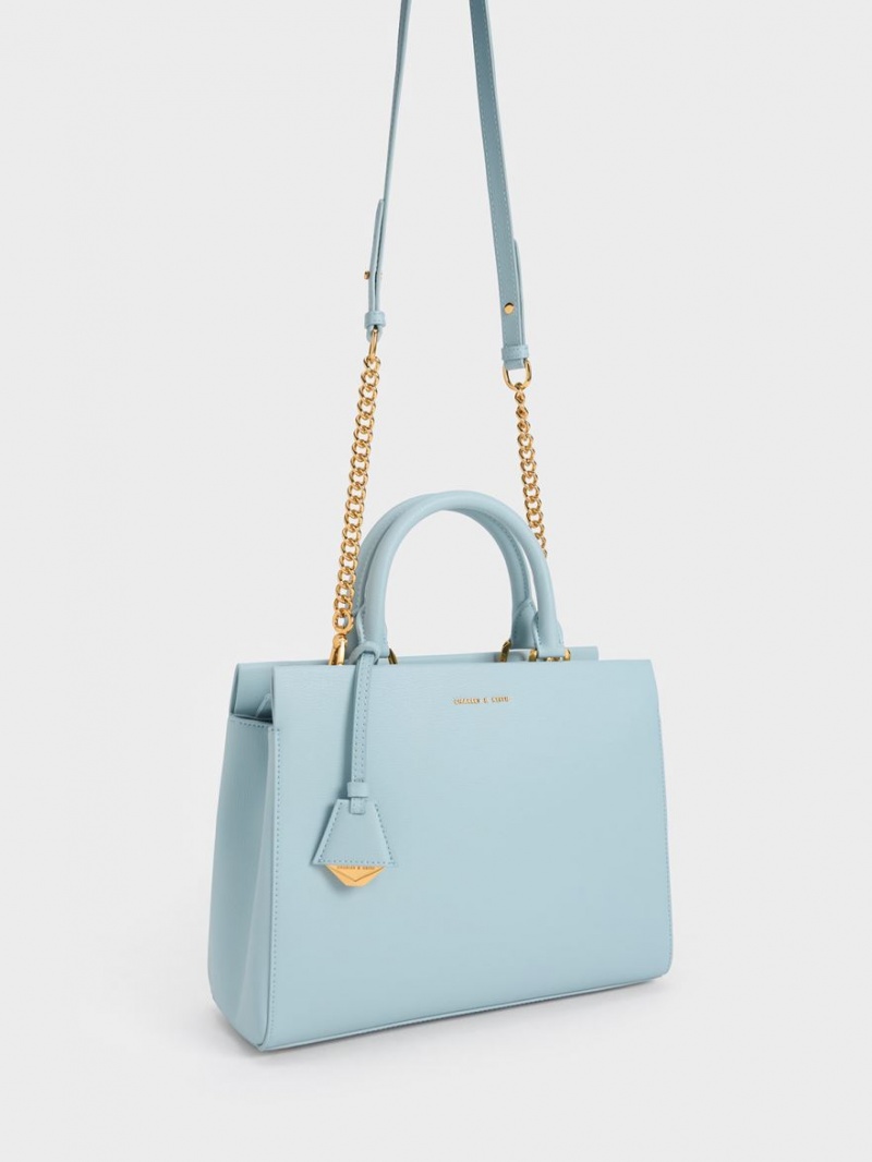 Charles And Keith Mirabelle Structured Handbag Blue | PHILIPPINES I869