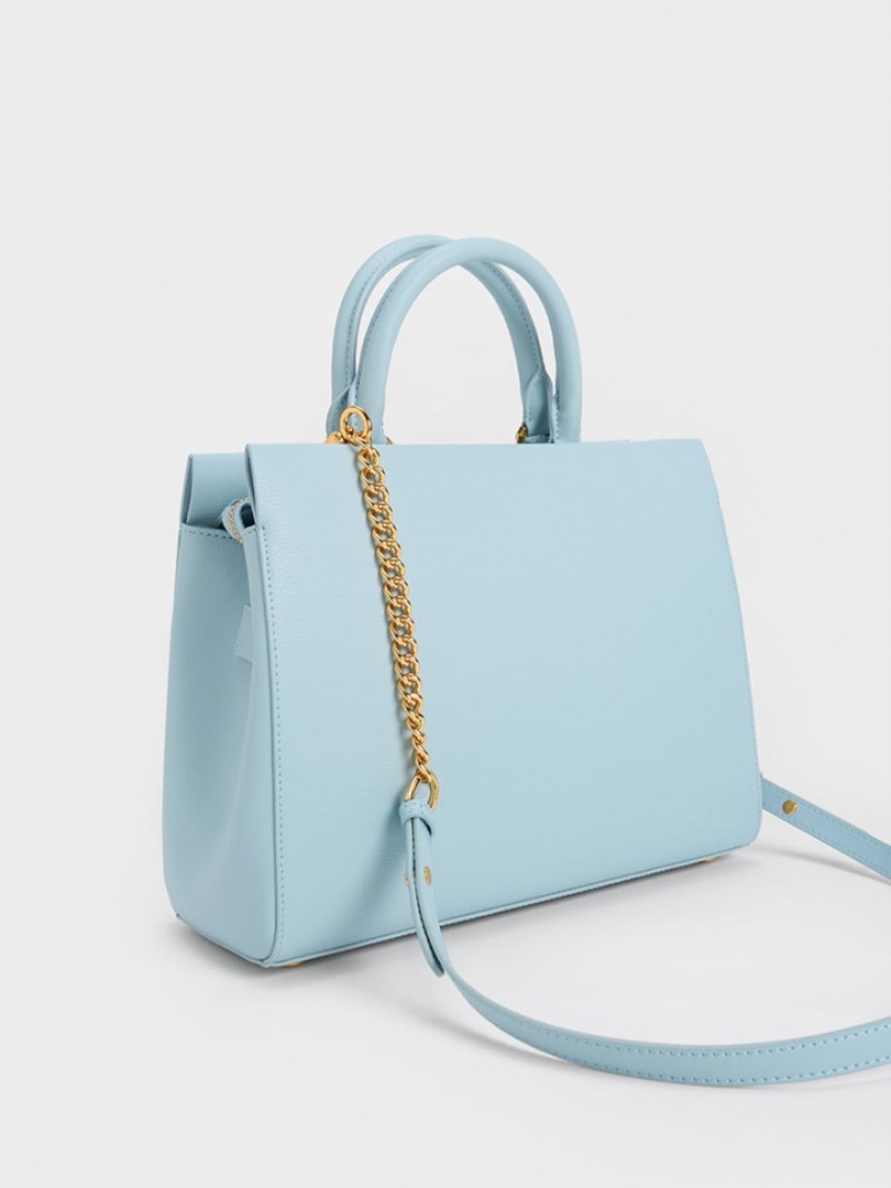 Charles And Keith Mirabelle Structured Handbag Blue | PHILIPPINES I869